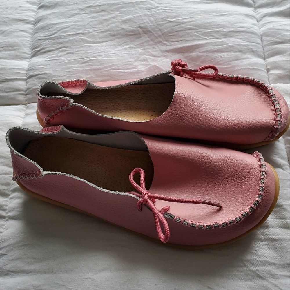 Slip on All Season Pink Moccasin Loafers - Picture 7 of 9